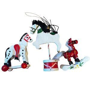 Vintage Wooden Horse Ornaments
